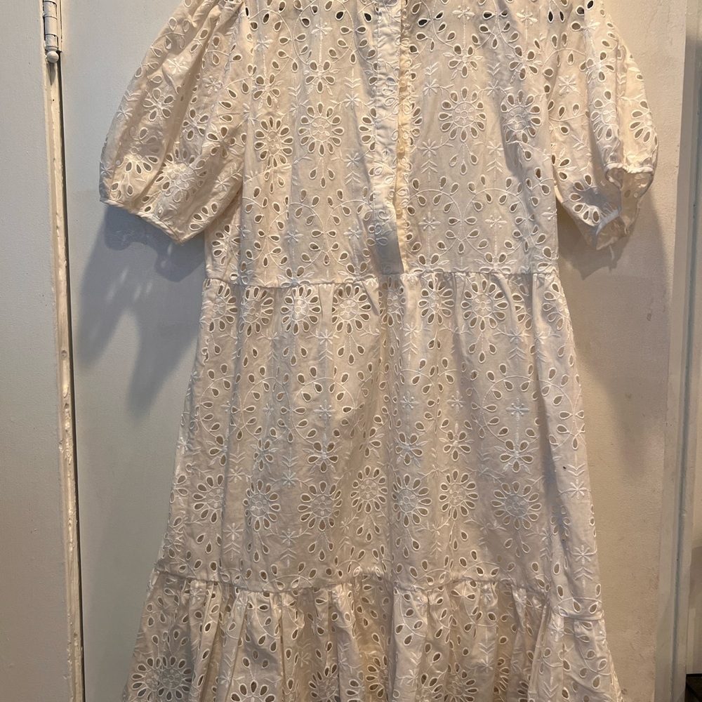 J. Crew White Tiered Ruffled Sundress